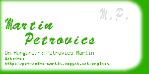 martin petrovics business card